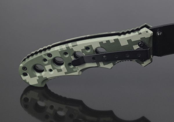 Милтек нож складной одноручный с фиксатором (рукоятка фото 2) - интернет-магазин Викинг