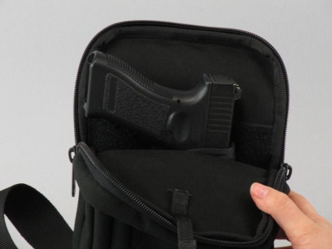 A-Line сумка синтетическая плечевая с кобурой A33 (окобура в кармане фото 2) - интернет-магазин Викинг