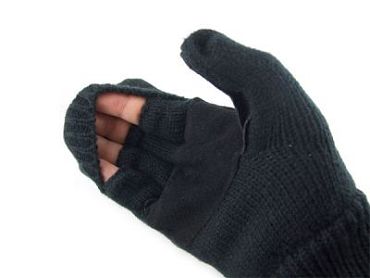 Милтек перчатки беспалые с клапаном вязаные черные